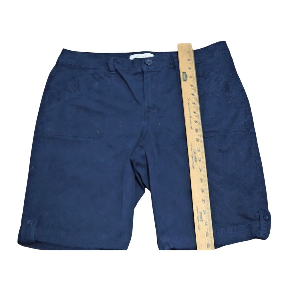 Gloria Vanderbilt Khaki United Navy Blue Utility Shorts Womens Size 10 Cuffed - Picture 6 of 9